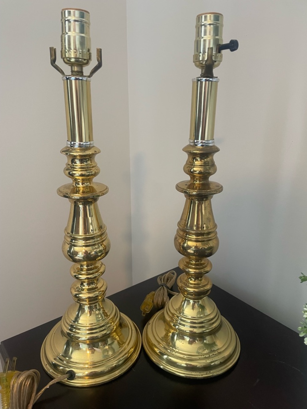 Vintage MCM Classic Heavy Brass Table Lamps